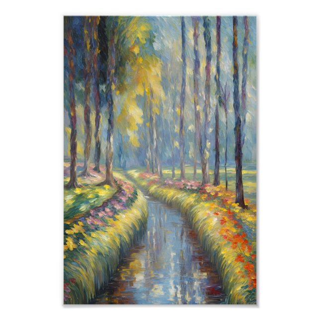 Tranquil River Path Impressionist Landscape Art Photo Print (Front)