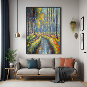 Tranquil River Path Impressionist Landscape Art Poster