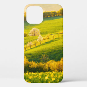 Tranquil rural landscape in sunbeams. Beautiful su iPhone 12 Case