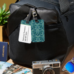 Tranquil Safari Tapestry Pattern - The White Lotus Luggage Tag