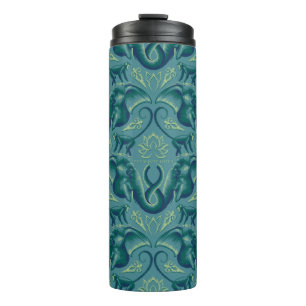 Tranquil Safari Tapestry Pattern - The White Lotus Thermal Tumbler