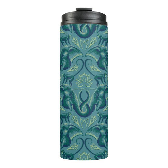 Tranquil Safari Tapestry Pattern - The White Lotus Thermal Tumbler (Front)