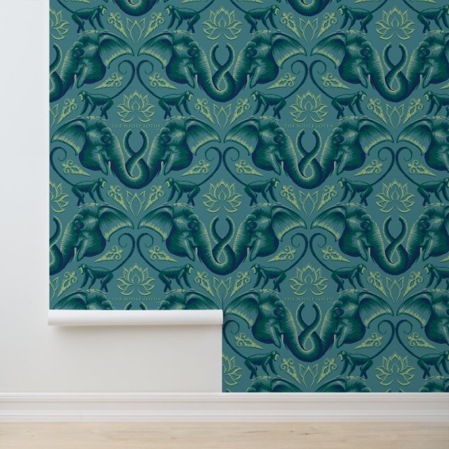 Tranquil Safari Tapestry Pattern - The White Lotus Wallpaper (Application)