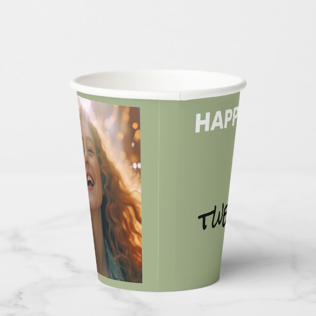 Tranquil Sage Happy Birthday Paper Cups (Right)