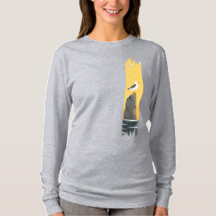 Tranquil Seagull Brushstroke Paint T-Shirt