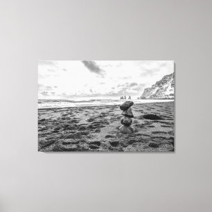 Tranquil Serenity: Beach Cairn Canvas Print