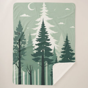 Tranquil Silhouette Forest Sherpa Blanket