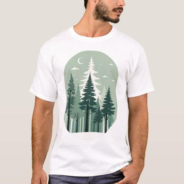 Tranquil Silhouette Forest T-Shirt (Front)