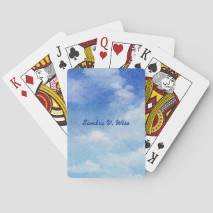 Tranquil Sky Dreams Watercolor Blue & White  Playing Cards