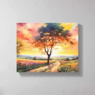 Tranquil Sunset Field Canvas Print
