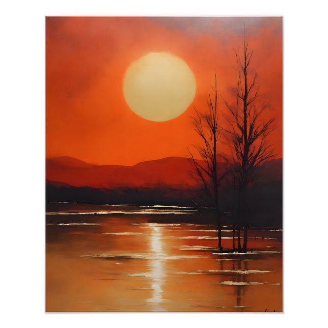 Tranquil Sunset Over Calm Lake Photo Print (Front)