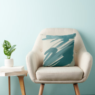 Tranquil Teal Abstract Throw Pillow