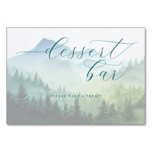 Tranquil Teal Watercolor Mountain Landscape Table Number