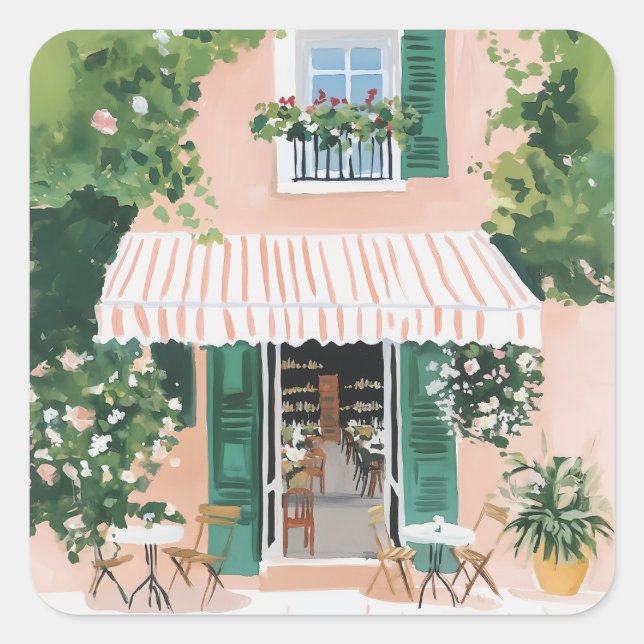 Tranquil Terrace in Rome Square Sticker (Front)
