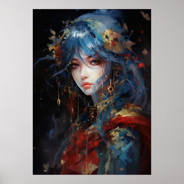 Tranquil Tides: A Watercolor Symphony Anime Poster (Front)