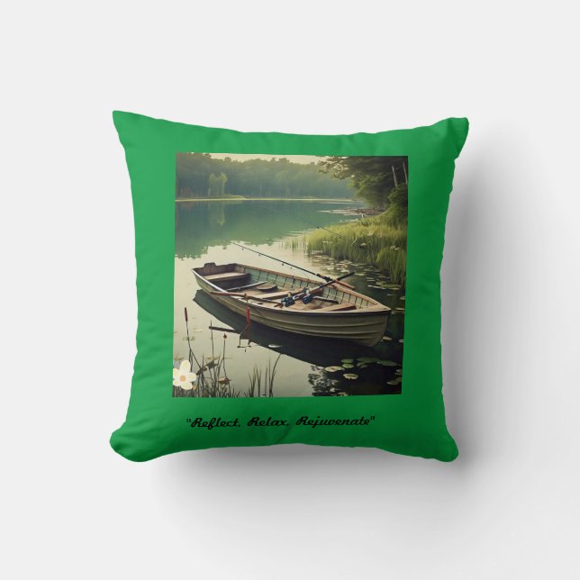 "Tranquil Water Landscape" Throw Pillow (Front)