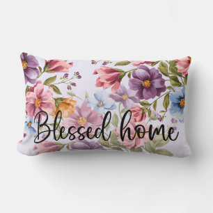 Tranquil Watercolor Floral Pillow with Scripture S