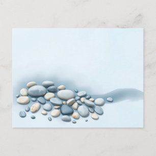 Tranquil Watercolor River Light Blue Background Postcard