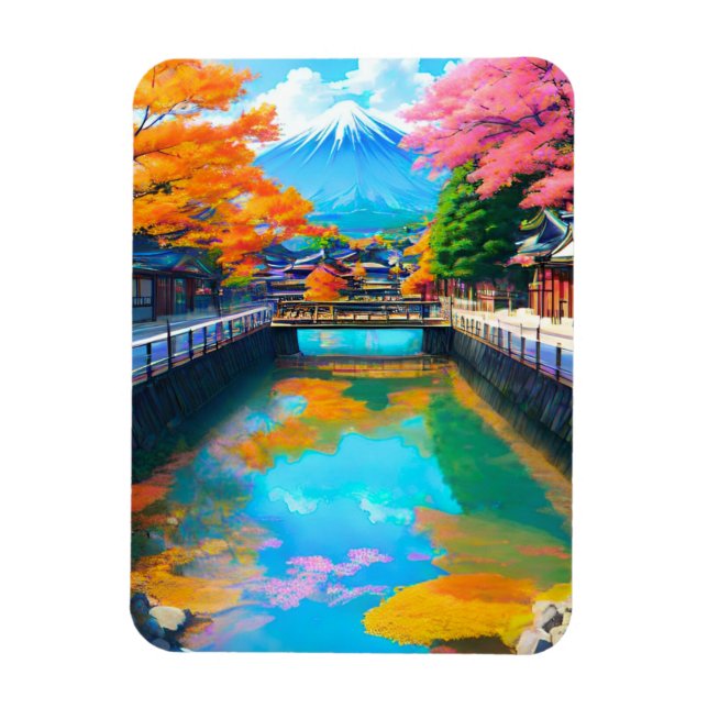 Tranquil Waters: Mt. Fuji's Reflection Magnet (Vertical)