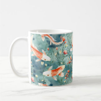 Tranquil Waters: Watercolor Koi Fish Pattern  Coffee Mug