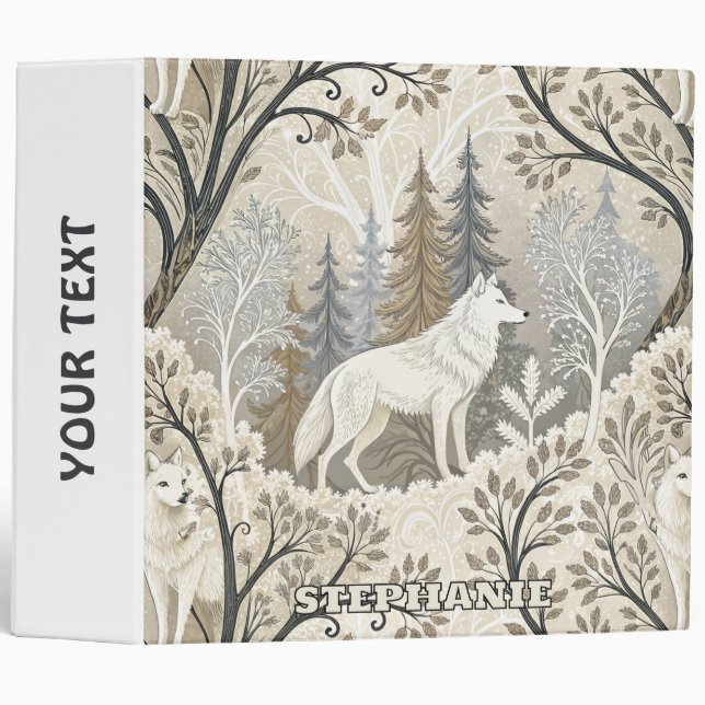 Tranquil Winter Forest Scene with White Wolves Binder (Front/Spine)