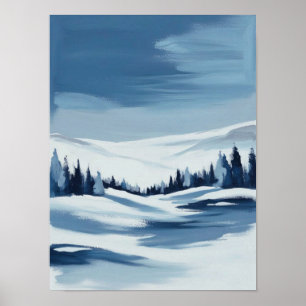 Tranquil Winter Landscape Digital Painting Poster