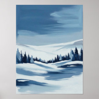 Tranquil Winter Landscape Digital Painting Poster