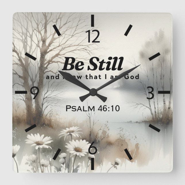 Tranquil Winter-themed Clock with Bible Verse (Front)