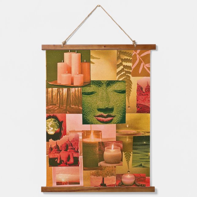 Tranquil Zen Harmony Wood Topped Wall Tapestry (Front)