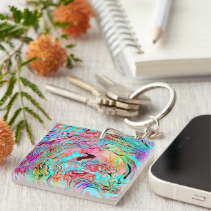 Tranquility Abstract Fluid Art Keychain
