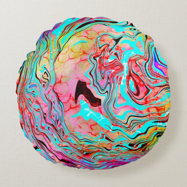 Tranquillity Abstract Fluid Art   Round Pillow (Front)