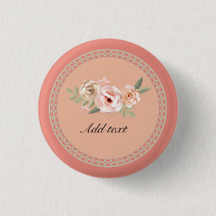 Tranquillity, beautiful floral design template, 1 inch round button