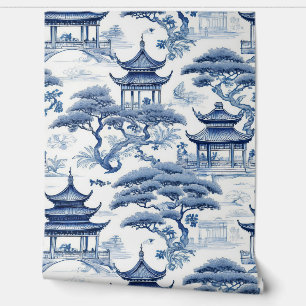 Tranquillity Blue & White Chinoiserie Garden Wallpaper