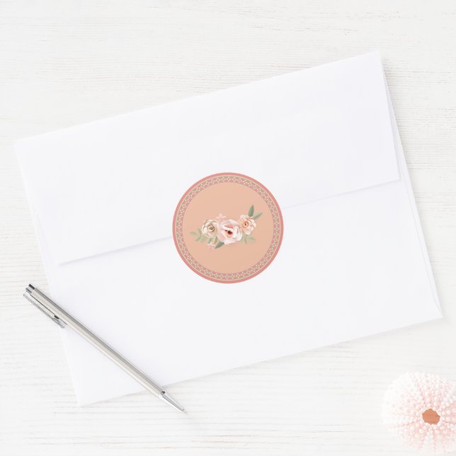 Tranquillity, floral pastel, classic round sticker (Envelope)