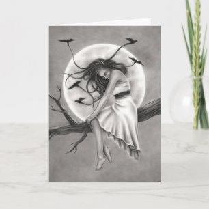 Tranquillity Flying Birds Girl Greeting Card