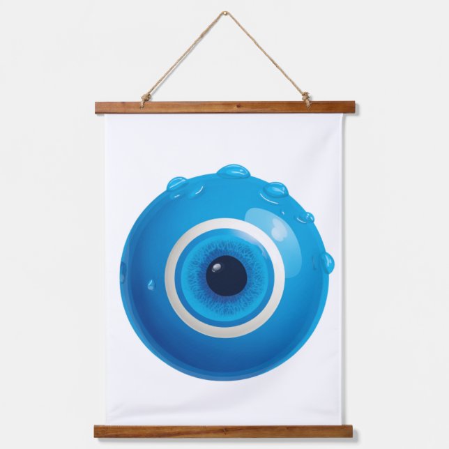 Tranquillity in Blue Evil Eye Design Hanging Tapestry (Front)