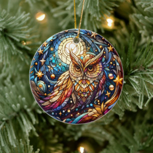 Tranquillity in Glass A Floral Stained Glass Windo Ceramic Ornament