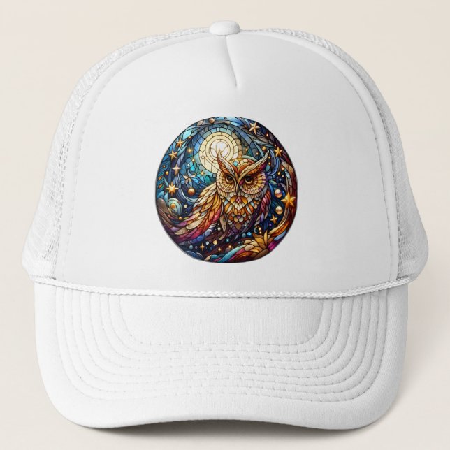 Tranquillity in Glass A Floral Stained Glass Windo Trucker Hat (Front)