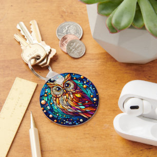 Tranquillity in Glass Bench And Flowers On Stained Keychain