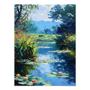Tranquillity: Monet-Inspired Water Lily Photo Print