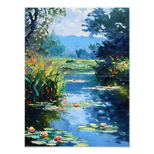 Tranquillity: Monet-Inspired Water Lily Photo Print (Front)