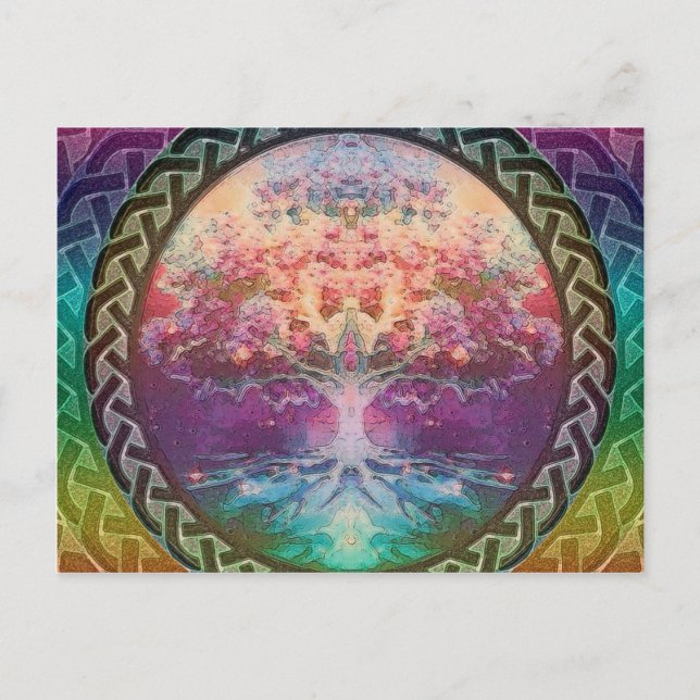 Tranquillity Tree of Life in Rainbow Colours Postcard (Front)
