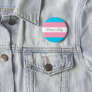Trans Ally Editable Text Transgender Pride Flag 2 Inch Round Button
