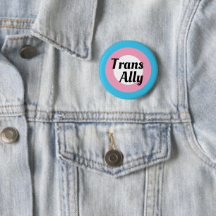 Trans Ally Editable Text Transgender Pride Flag  2 Inch Round Button
