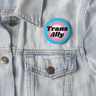 Trans Ally Editable Text Transgender Pride Flag  2 Inch Round Button