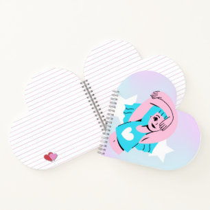 trans art design on heart shape notebook