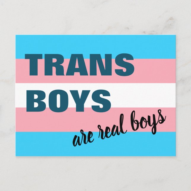Trans Boys Are Real Boys Transgender Flag Postcard (Front)