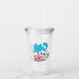 Trans Cats They Them Their Pronouns Transgender II Acrylic Tumbler