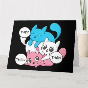 Trans Cats They Them Their Pronouns Transgender II Card