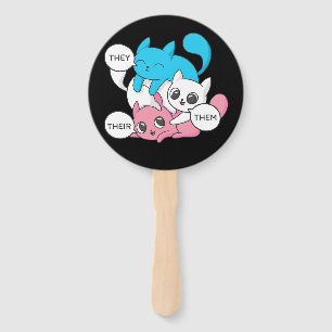 Trans Cats They Them Their Pronouns Transgender II Hand Fan